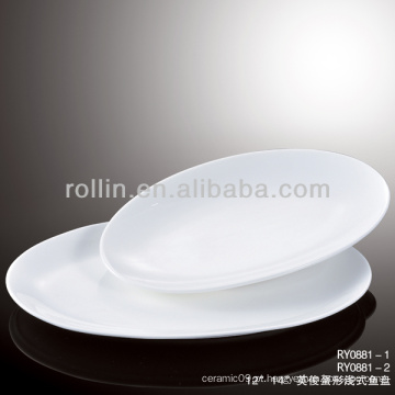 Elegante oval placa de porcelana para o peixe